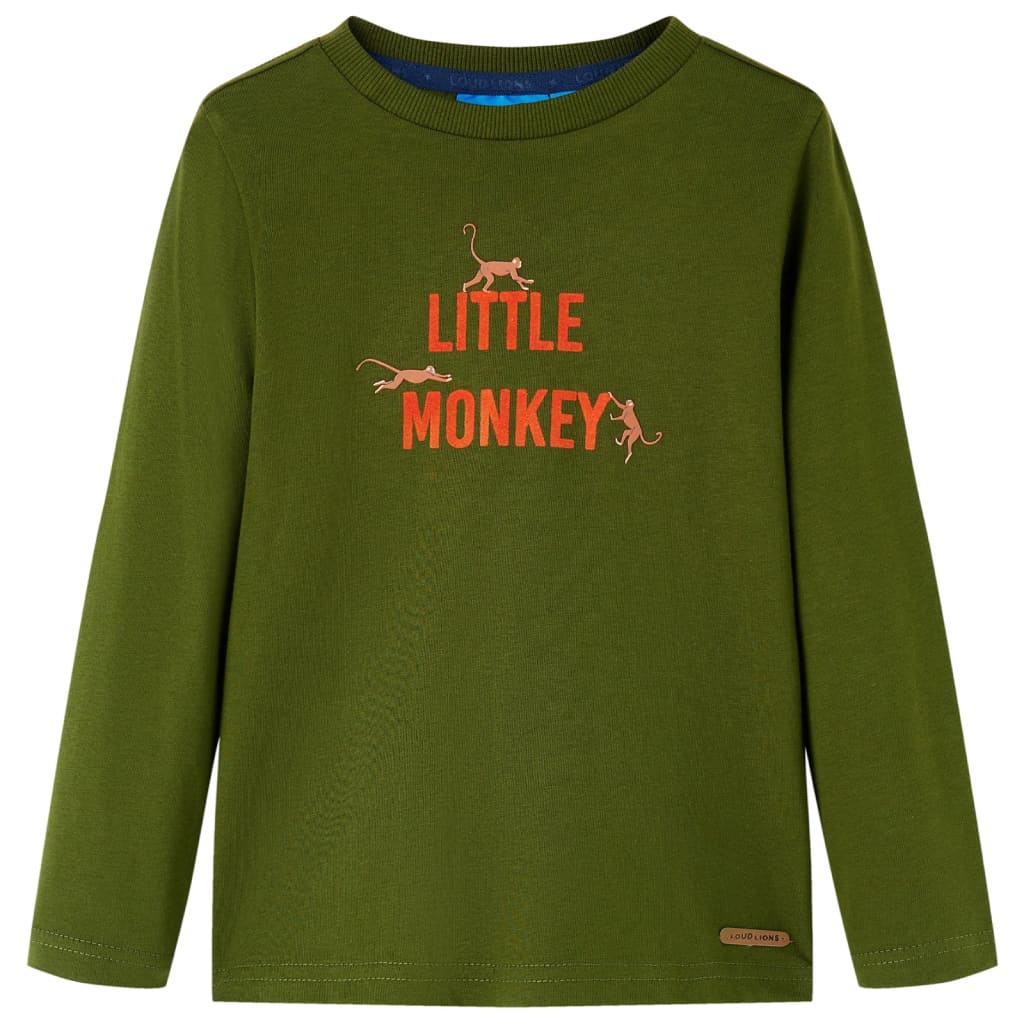 Kinder-Langarmshirt Dunkles Khaki 140