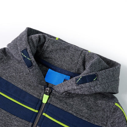 Kinder-Kapuzenpullover mit Reißverschluss Grau Melange 104