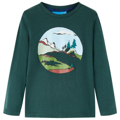 Kinder-Langarmshirt Dunkelgrün 116