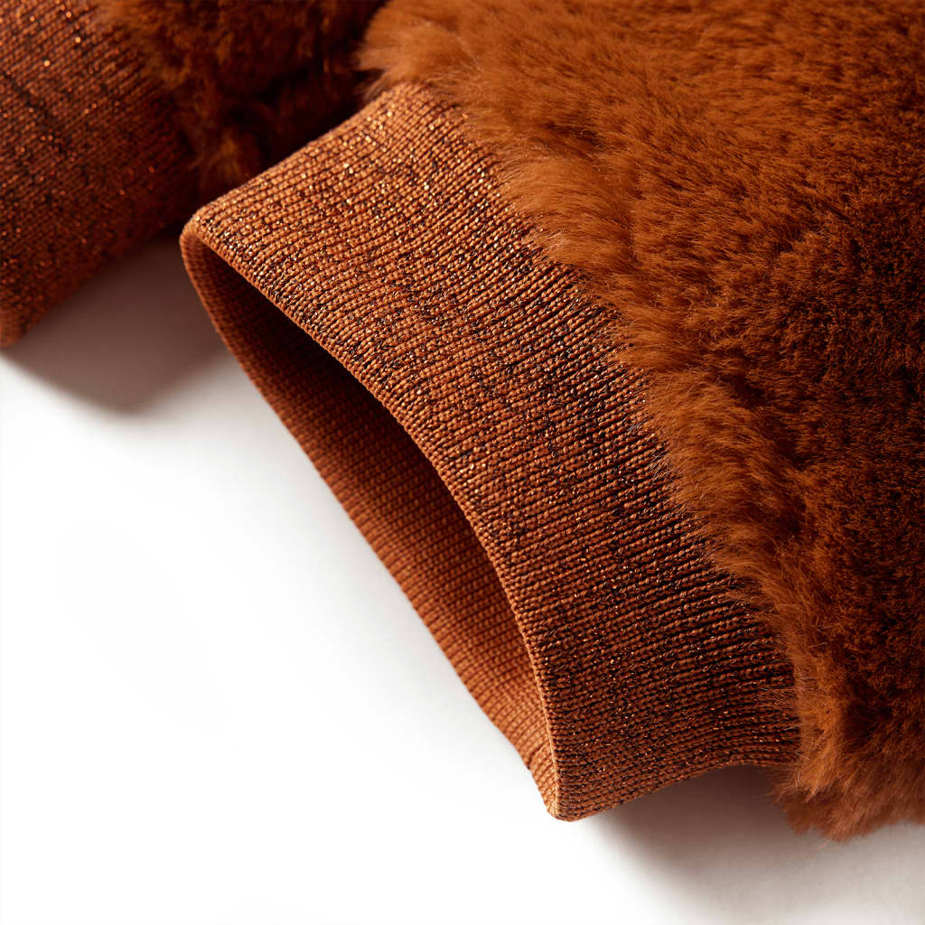 Kinder-Kapuzenjacke Kunstpelz Cognac 128