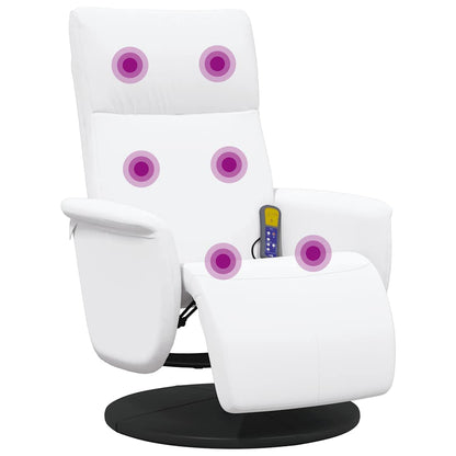 Massagesessel mit Fußteil Weiß Kunstleder
