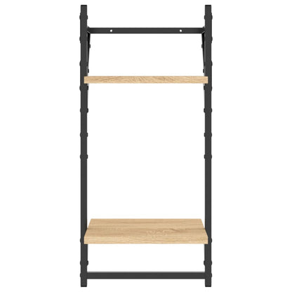 6-tlg. Wandregal-Set mit Stangen Sonoma-Eiche Holzwerkstoff