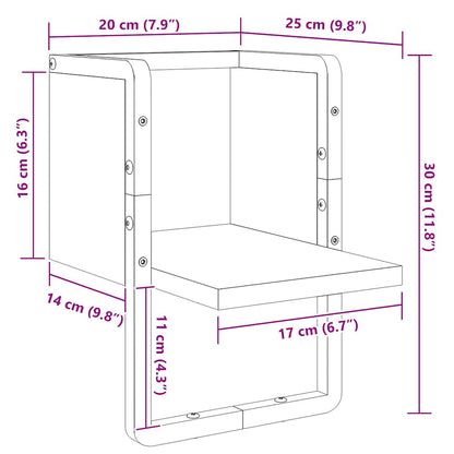 Wandregal mit Stange Grau Sonoma 20x25x30 cm
