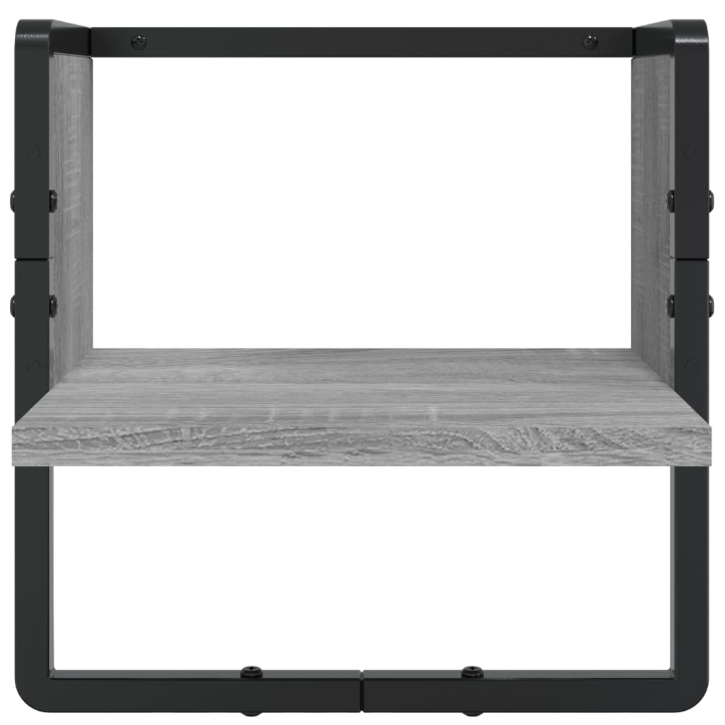 6-tlg. Wandregal-Set mit Stangen Grau Sonoma Holzwerkstoff