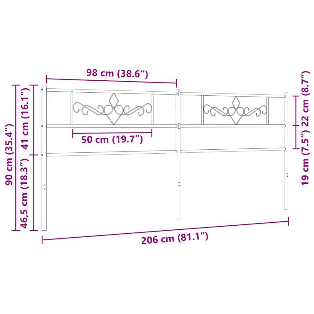 Ersatz-Kopfteil Metall Schwarz 200 cm