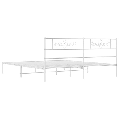 Bettgestell mit Kopfteil Metall Weiß 193x203 cm