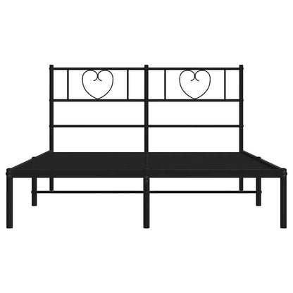 Bettgestell mit Kopfteil Metall Schwarz 135x190 cm