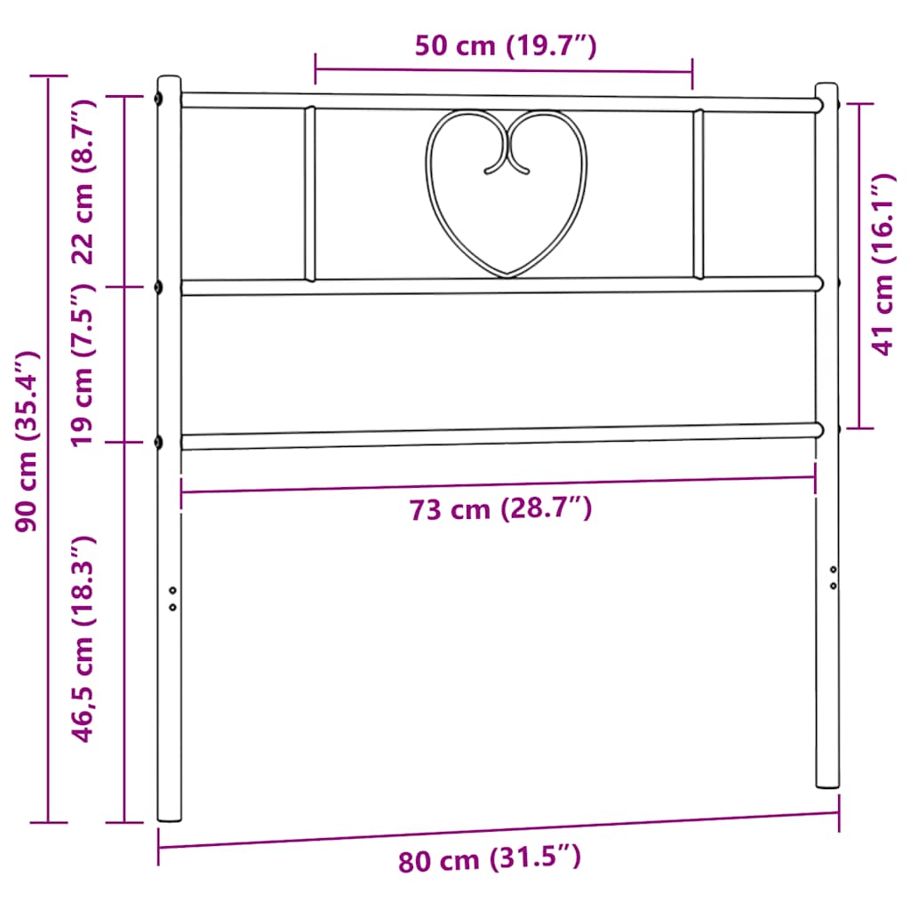 Ersatz-Kopfteil Metall Schwarz 75 cm