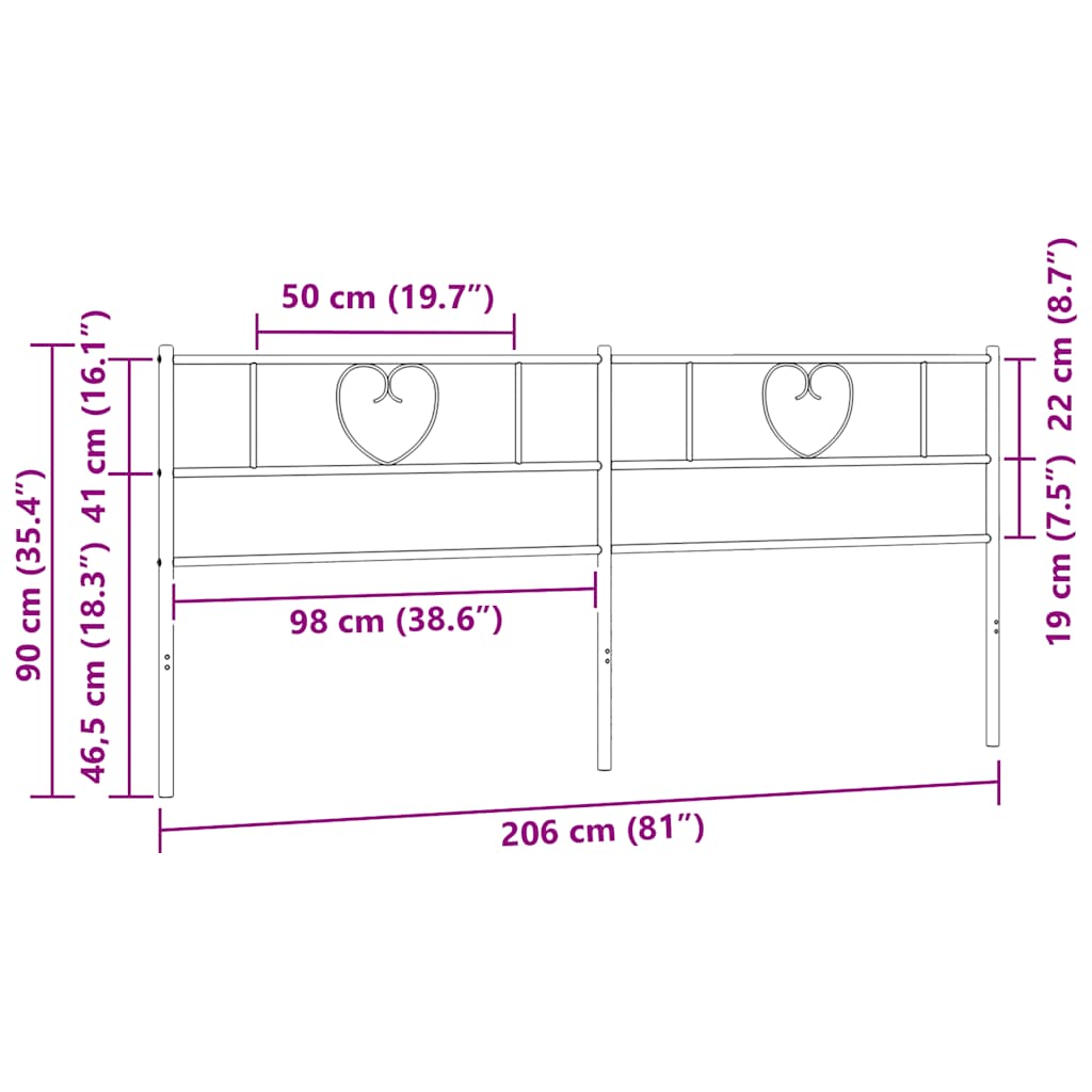 Ersatz-Kopfteil Metall Schwarz 200 cm