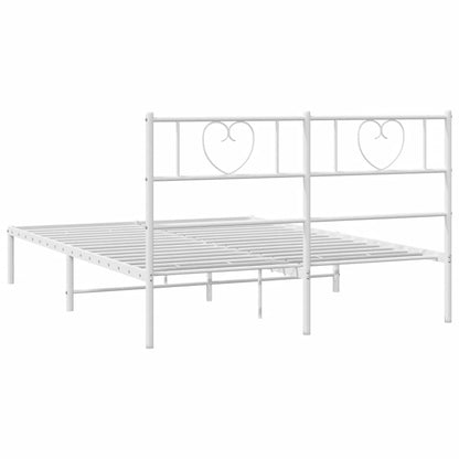 Bettgestell mit Kopfteil Metall Weiß 135x190 cm