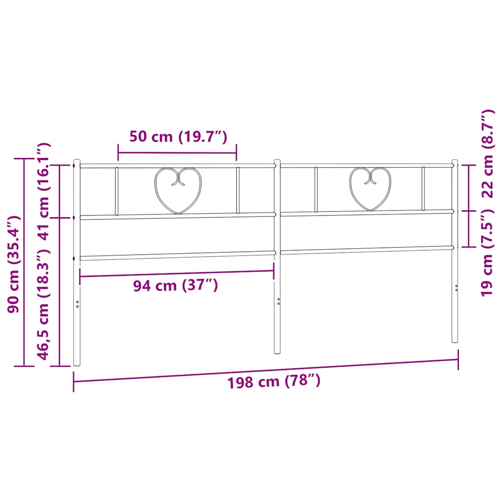 Ersatz-Kopfteil Metall Weiß 193 cm