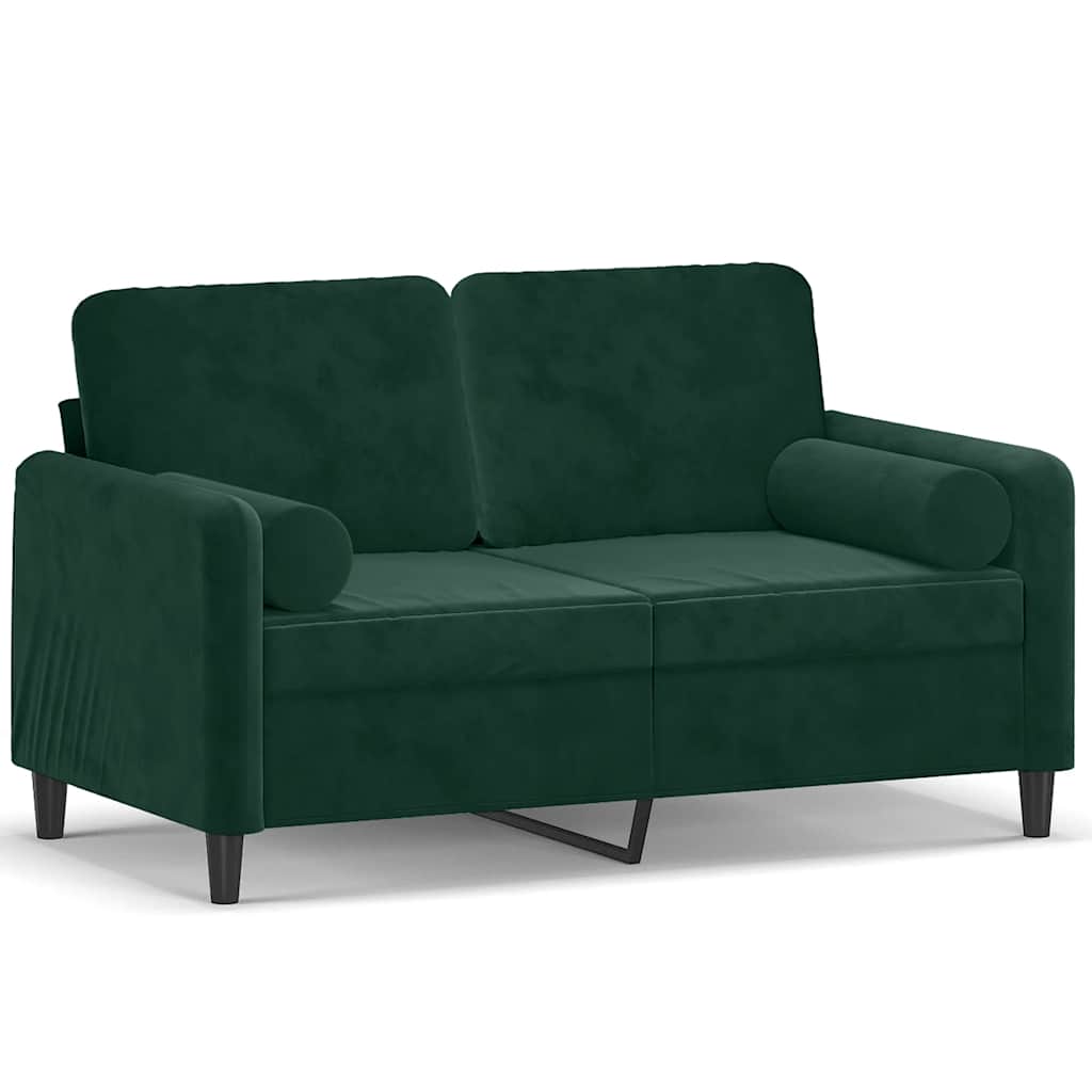 2-Sitzer-Sofa mit Zierkissen Dunkelgrün 120 cm Samt