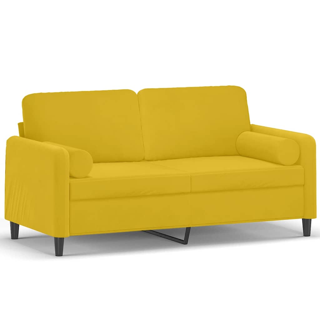 2-Sitzer-Sofa mit Zierkissen Gelb 140 cm Samt