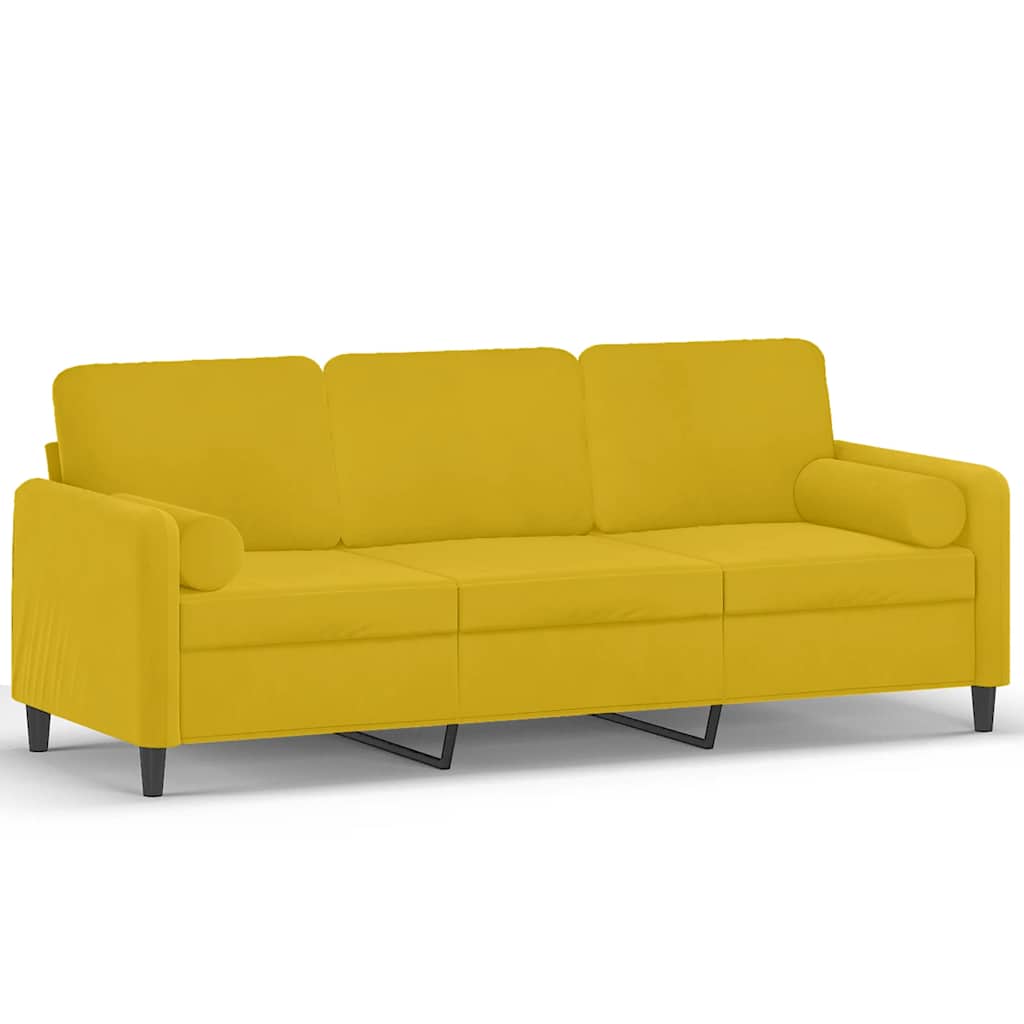 3-Sitzer-Sofa mit Zierkissen Gelb 180 cm Samt