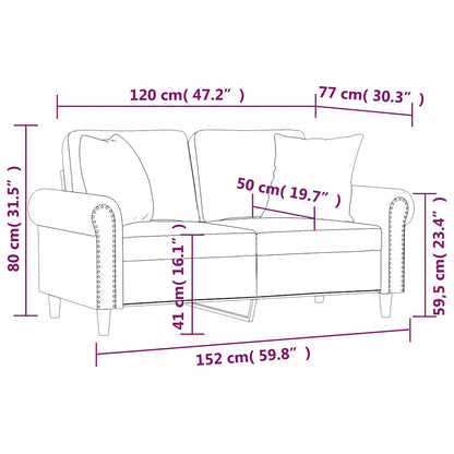 2-Sitzer-Sofa mit Zierkissen Gelb 120 cm Samt