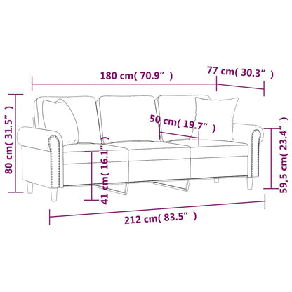 3-Sitzer-Sofa mit Zierkissen Dunkelgrün 180 cm Samt