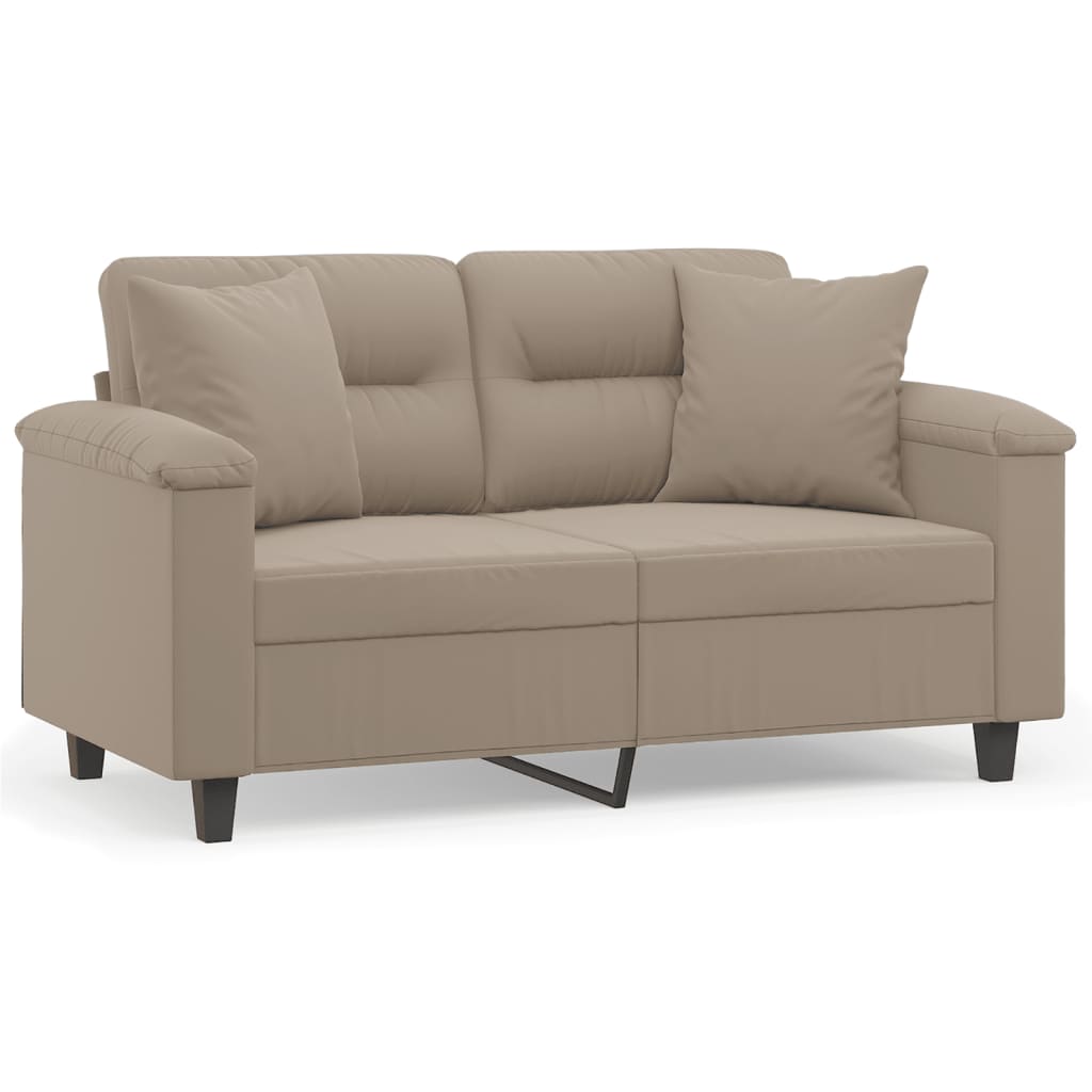 2-Sitzer-Sofa mit Kissen Taupe 120 cm Mikrofasergewebe