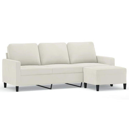 3-Sitzer-Sofa mit Hocker Creme 180 cm Samt