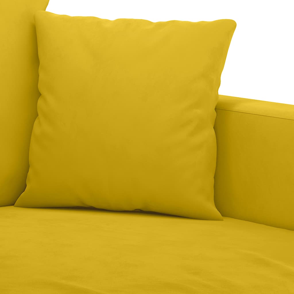 3-tlg. Sofagarnitur mit Kissen Gelb Samt