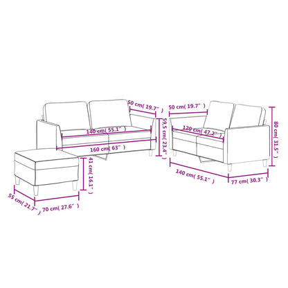 3-tlg. Sofagarnitur mit Kissen Schwarz Kunstleder