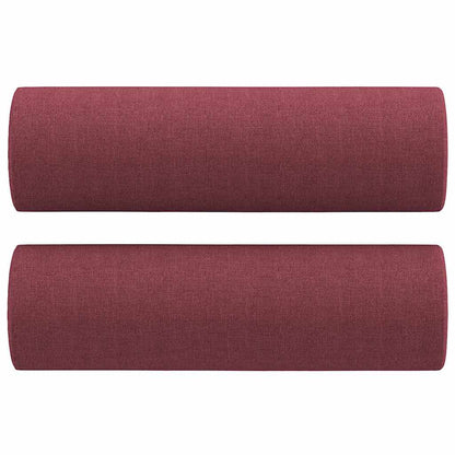 3-tlg. Sofagarnitur mit Kissen Weinrot Stoff