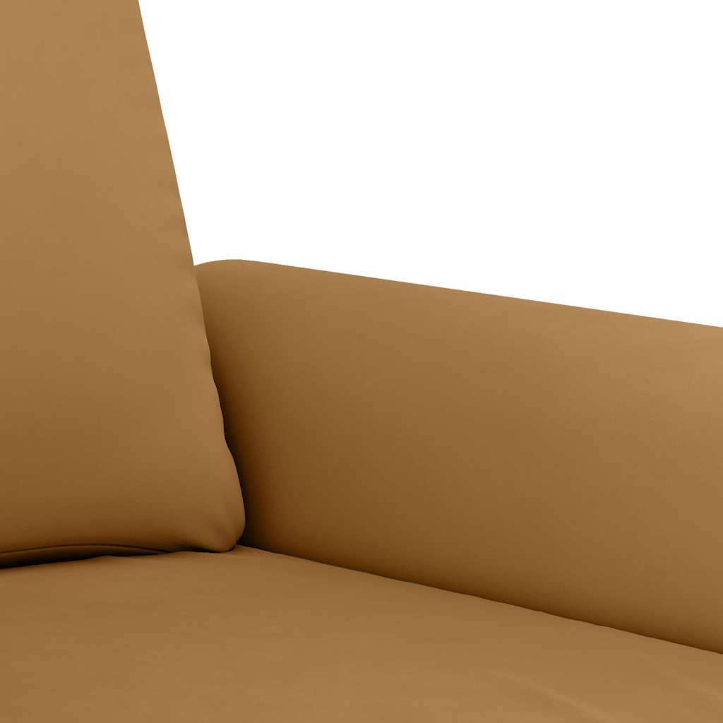 3-tlg. Sofagarnitur mit Kissen Braun Samt