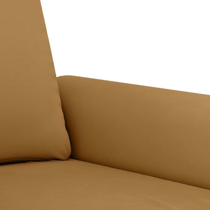 3-tlg. Sofagarnitur mit Kissen Braun Samt