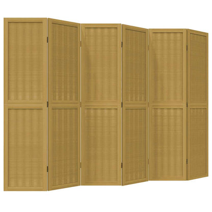 6-tlg. Raumteiler Braun Massivholz Paulownia