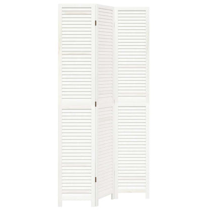 3-tlg. Raumteiler Weiß Massivholz Paulownia