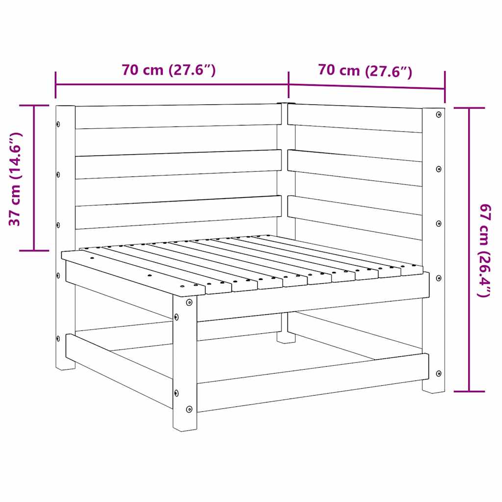 Garten-Ecksofa Wachsbraun 70x70x67 cm Massivholz Kiefer
