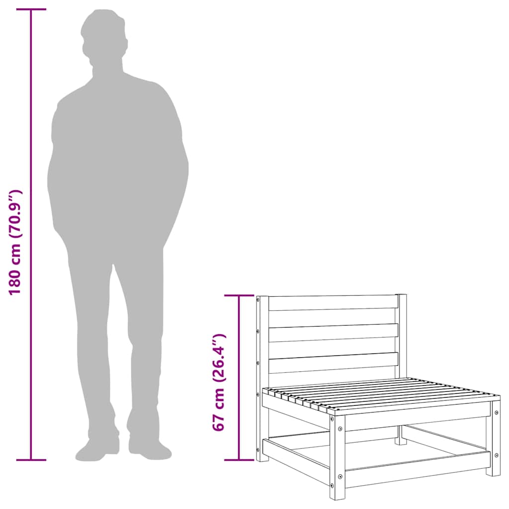 Gartensofas ohne Armlehnen 2 Stk. 70x70x67 cm Kiefernholz