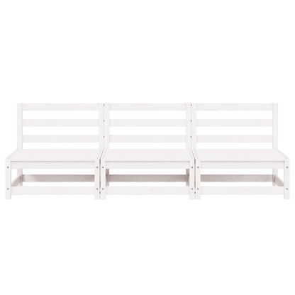 Gartensofas ohne Armlehnen 3 Stk. Weiß 70x70x67 cm Kiefernholz