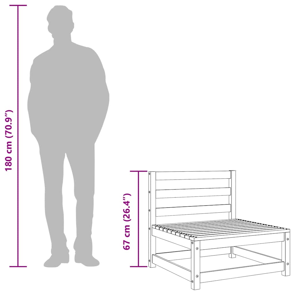 Gartensofas ohne Armlehnen 3 Stk. Weiß 70x70x67 cm Kiefernholz