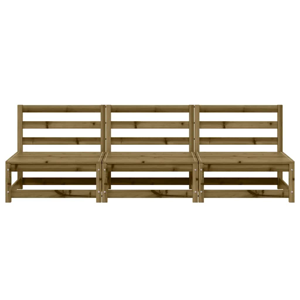 Gartensofas ohne Armlehnen 3 Stk. 70x70x67 cm Kiefernholz