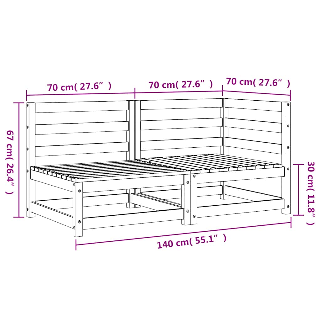 Gartensofa 2-Sitzer Wachsbraun Massivholz Kiefer