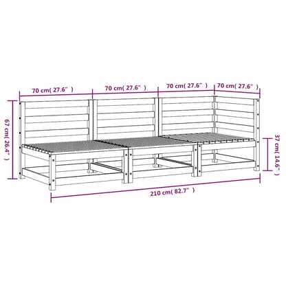 Gartensofa 3-Sitzer Weiß Massivholz Kiefer
