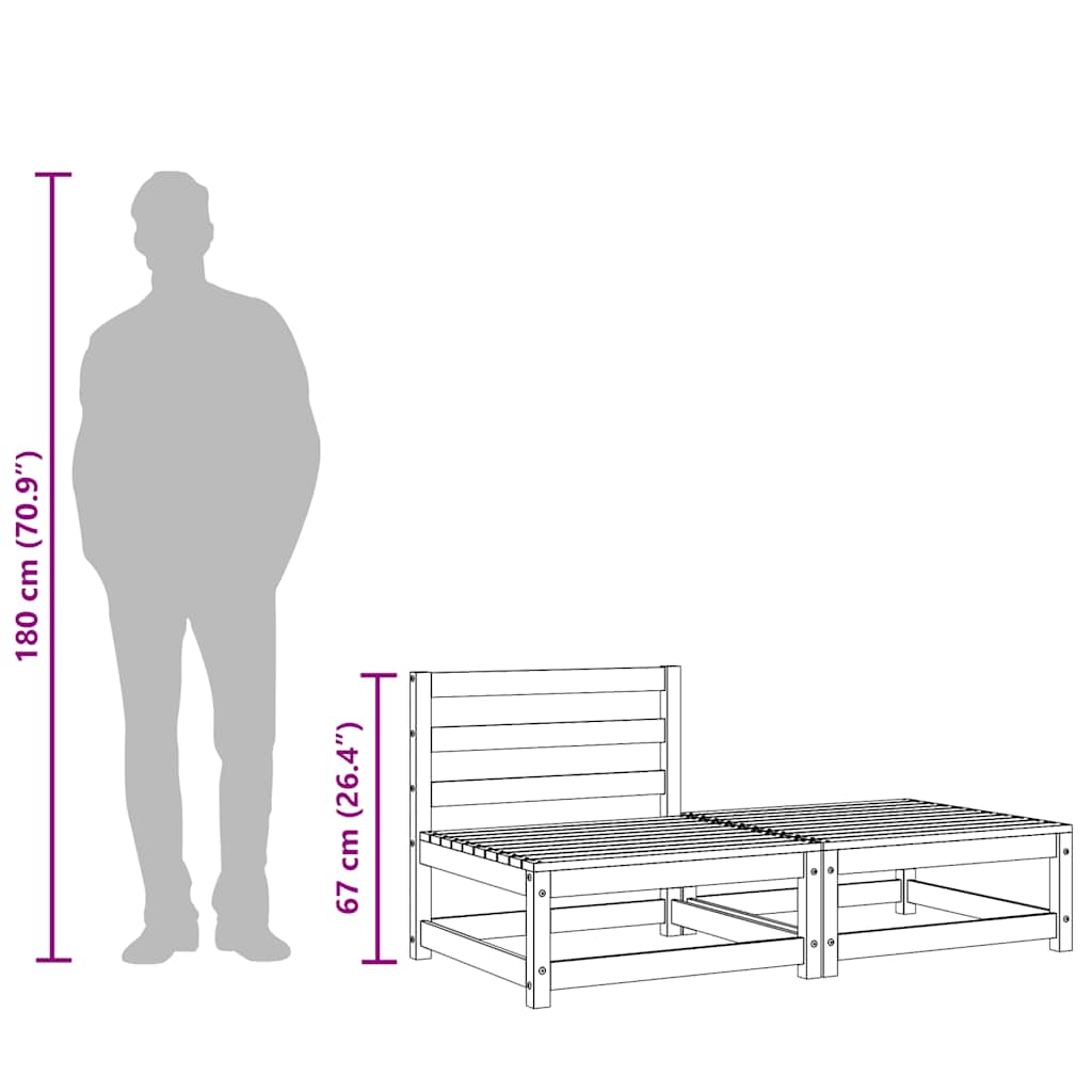 Gartensofa ohne Armlehnen mit Hocker Massivholz Douglasie