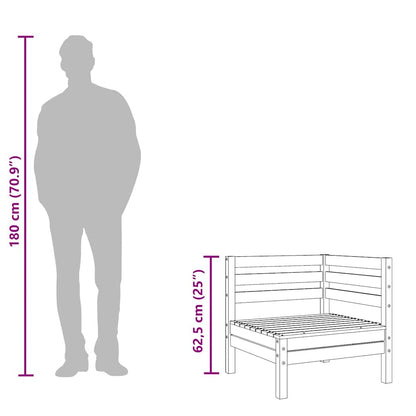 Gartensofa 2-Sitzer mit Hocker Wachsbraun Massivholz Kiefer