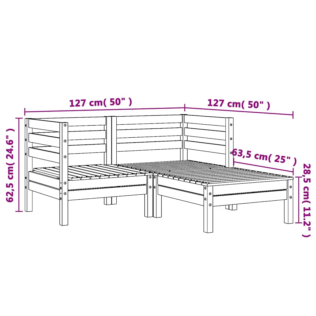 Gartensofa 2-Sitzer mit Hocker Kiefernholz Imprägniert