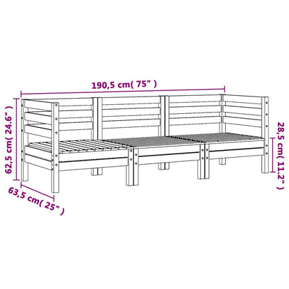 Gartensofa 3-Sitzer Weiß Massivholz Kiefer