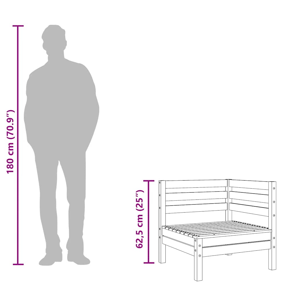 Gartensofa 3-Sitzer Wachsbraun Massivholz Kiefer