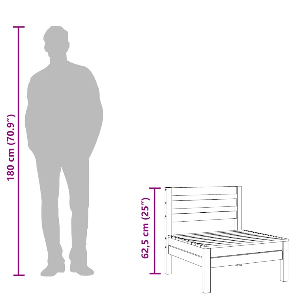 Gartensofa 3-Sitzer Wachsbraun Massivholz Kiefer