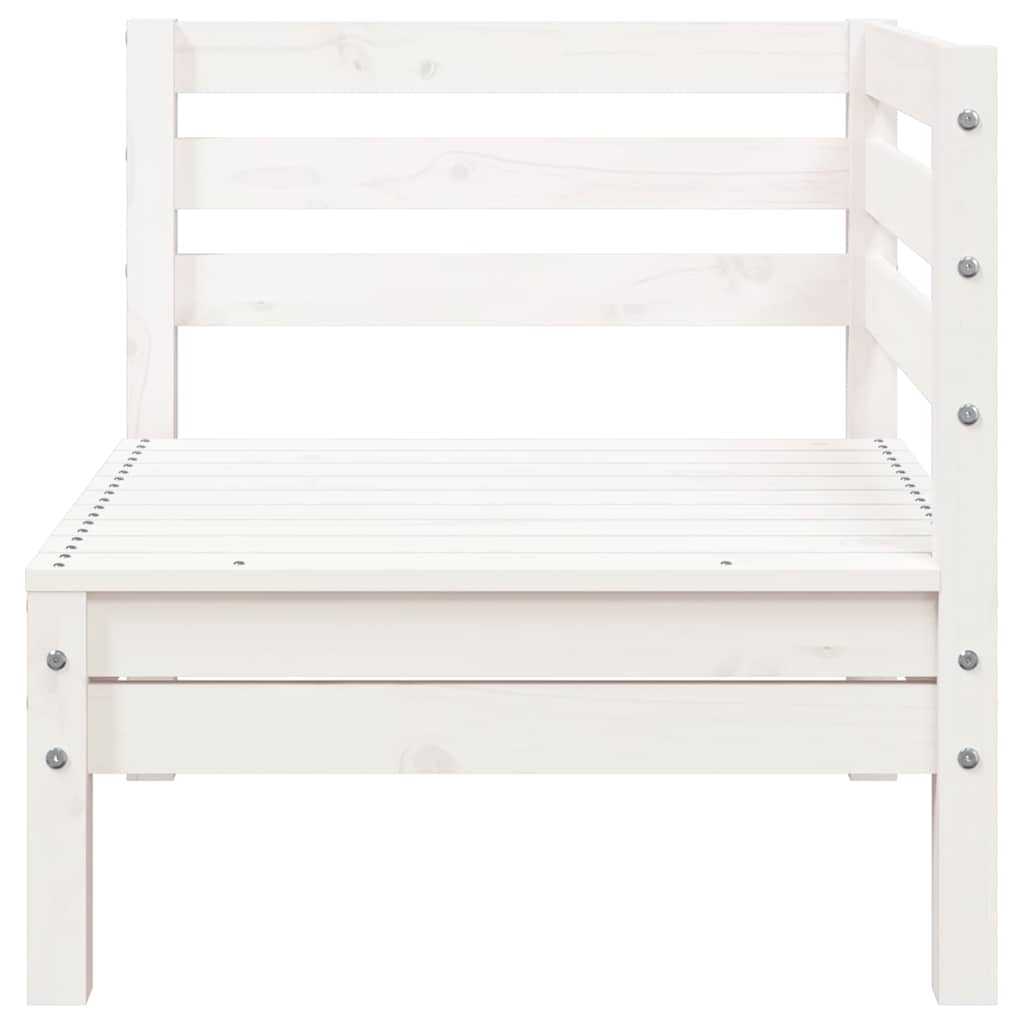 Gartensofa 3-Sitzer mit Hocker Weiß Massivholz Kiefer