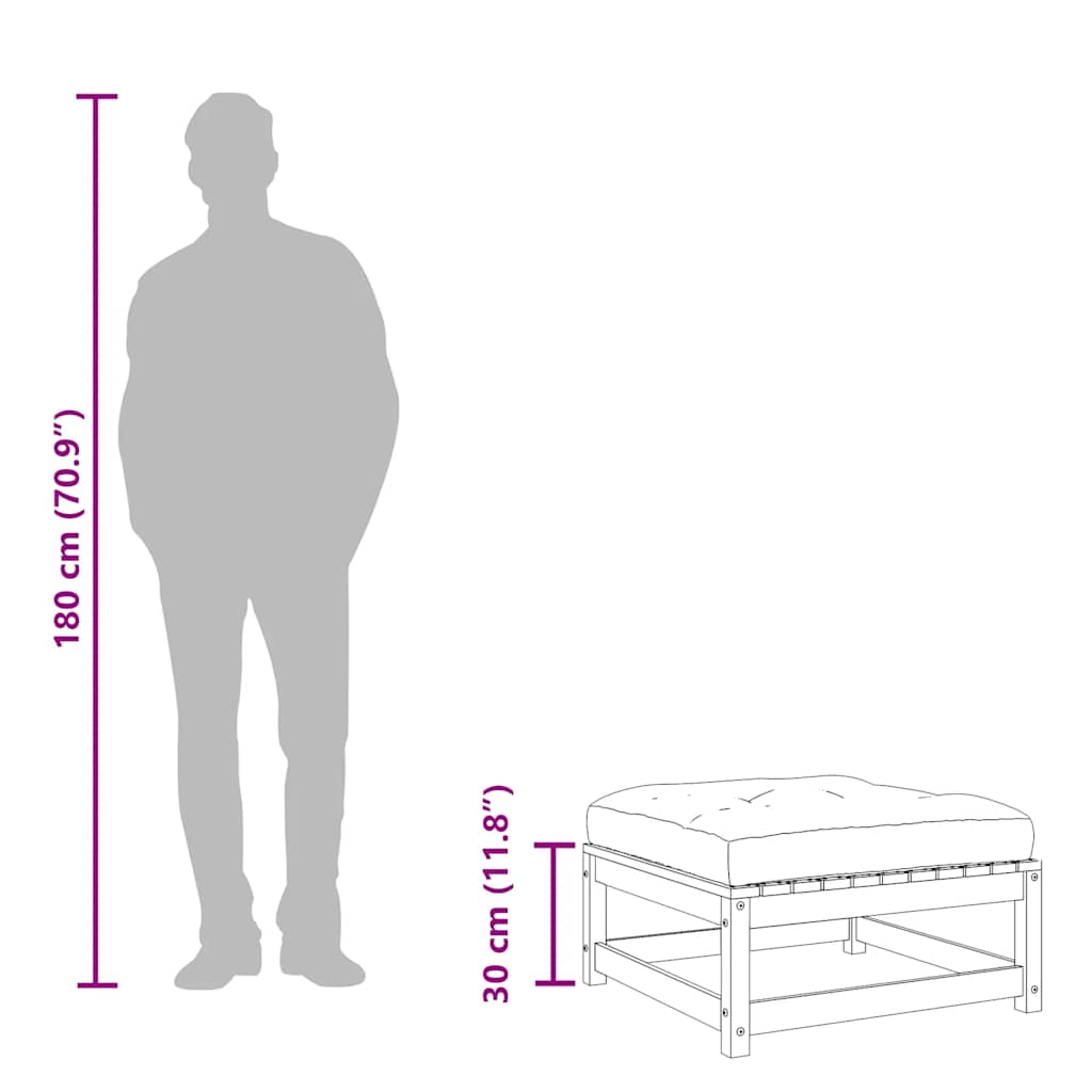 Gartenhocker mit Kissen 2 Stk. Massivholz Kiefer