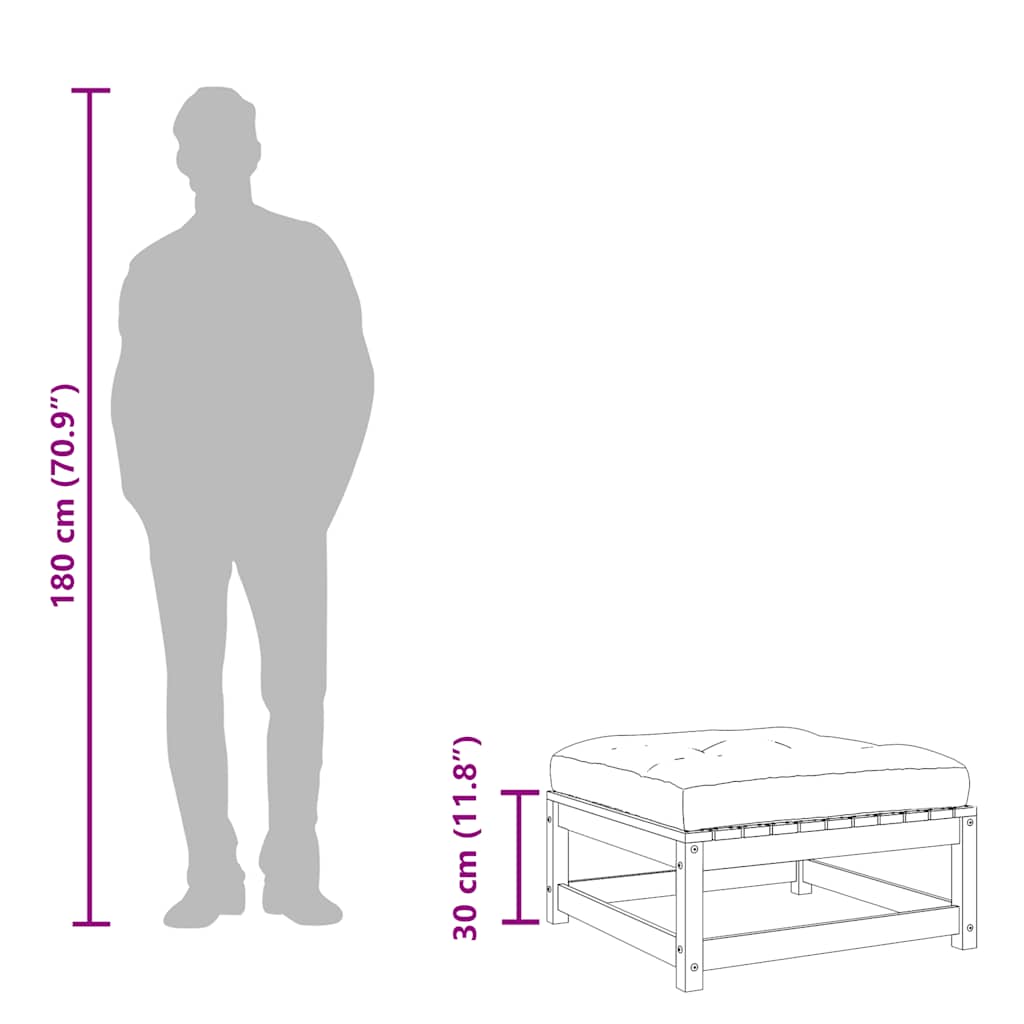 Gartenhocker mit Kissen 2 Stk. Massivholz Douglasie
