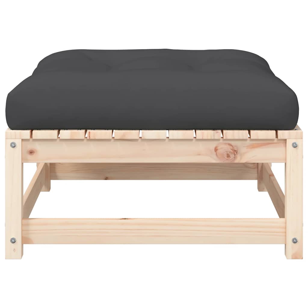 Gartensofa ohne Armlehnen mit Kissen und Hockern