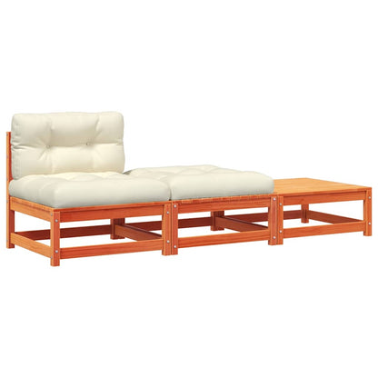 Gartensofa ohne Armlehnen mit Kissen und Hockern