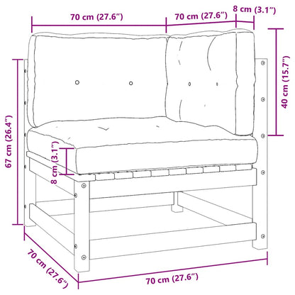 Garten-Ecksofa mit Kissen Wachsbraun Massivholz Kiefer