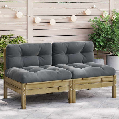 Gartensofa ohne Armlehnen mit Kissen 2 Stk. Kiefernholz