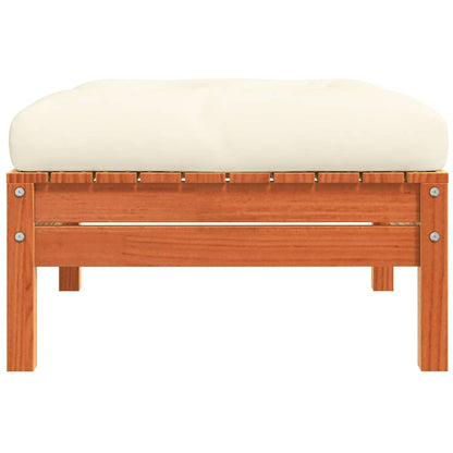 Gartenhocker mit Kissen Wachsbraun Massivholz Kiefer